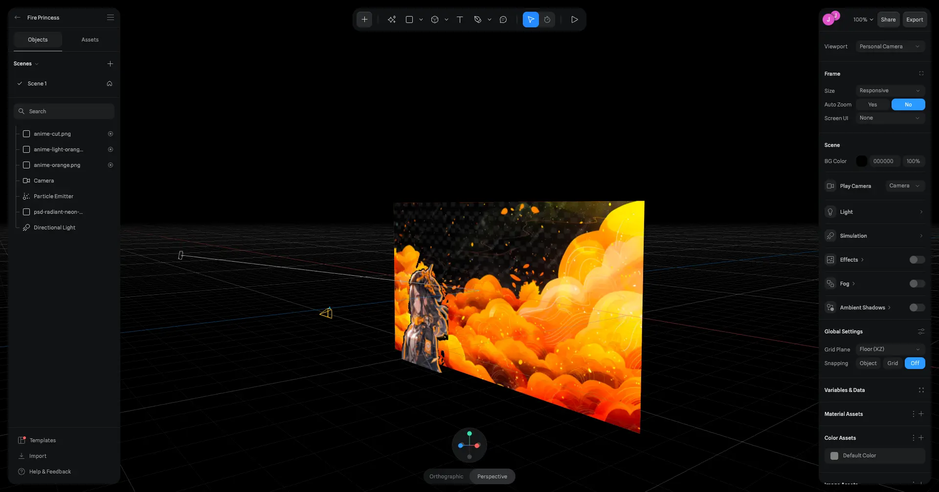 Spline 3D scene composition